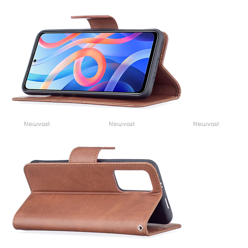 Leather Case Stands Flip Cover Holder B04F for Xiaomi Poco M4 Pro 5G