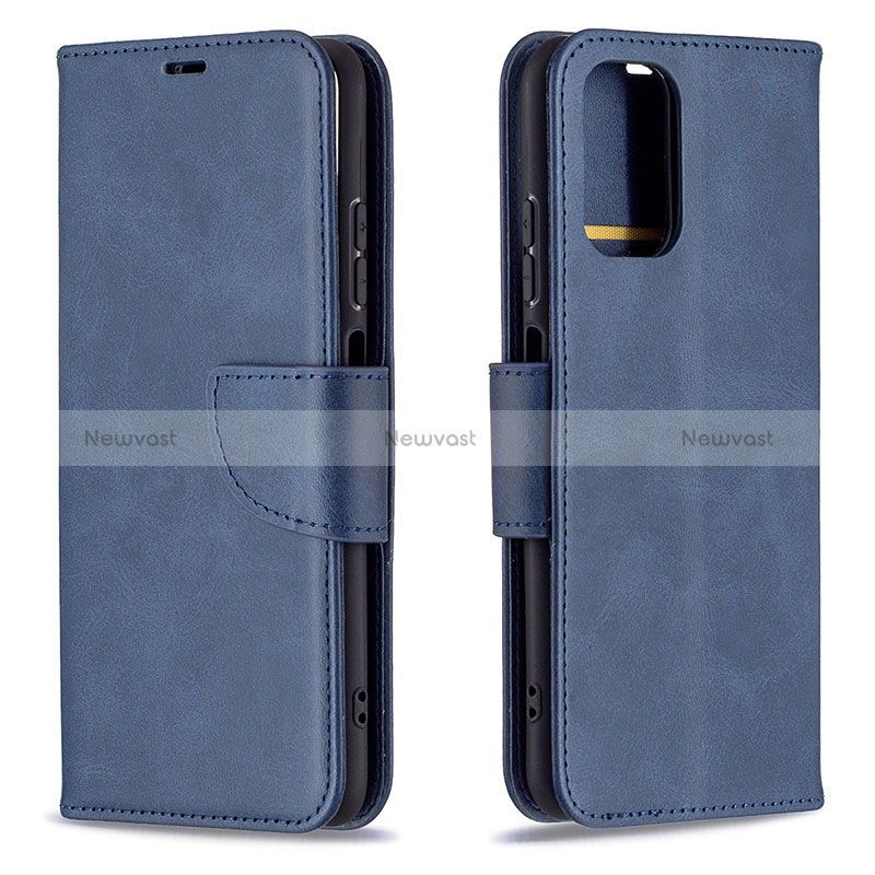Leather Case Stands Flip Cover Holder B04F for Xiaomi Poco M5S Blue