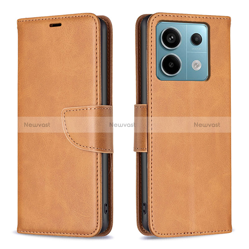 Leather Case Stands Flip Cover Holder B04F for Xiaomi Redmi Note 13 Pro 5G