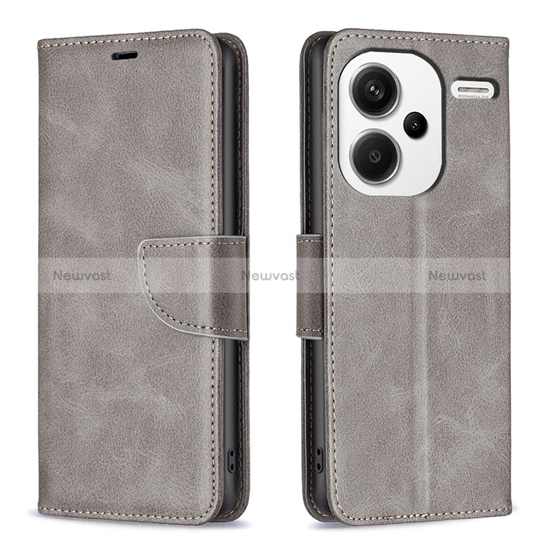 Leather Case Stands Flip Cover Holder B04F for Xiaomi Redmi Note 13 Pro+ Plus 5G
