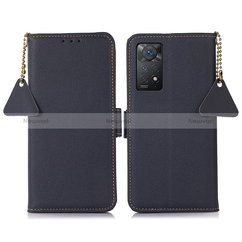 Leather Case Stands Flip Cover Holder B04H for Xiaomi Redmi Note 11 Pro 4G Blue