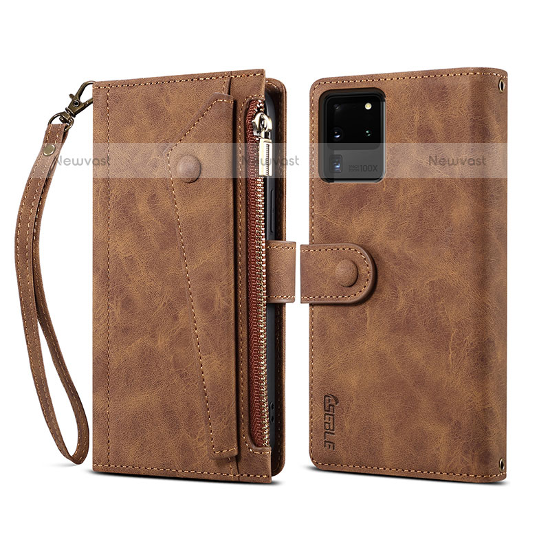 Leather Case Stands Flip Cover Holder B04S for Samsung Galaxy S20 Ultra 5G