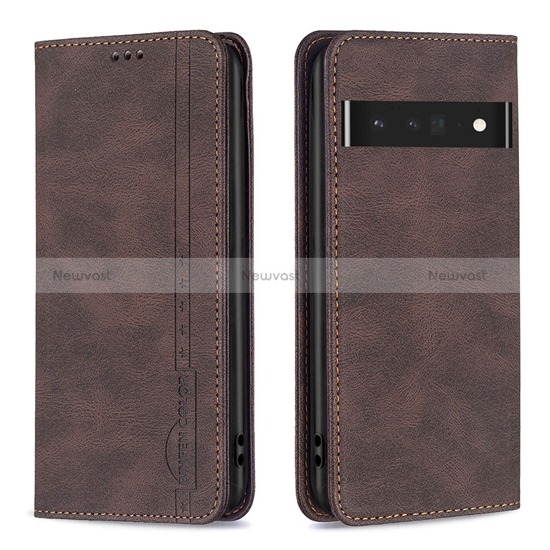 Leather Case Stands Flip Cover Holder B05F for Google Pixel 7 Pro 5G Brown