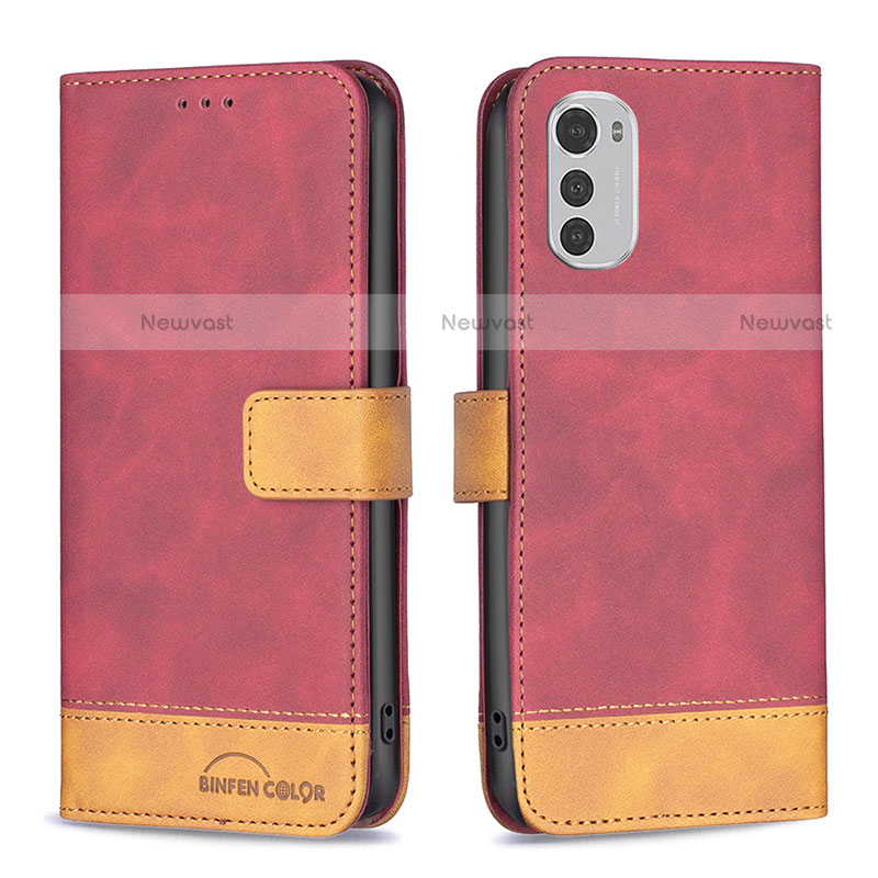 Leather Case Stands Flip Cover Holder B05F for Motorola Moto E32s