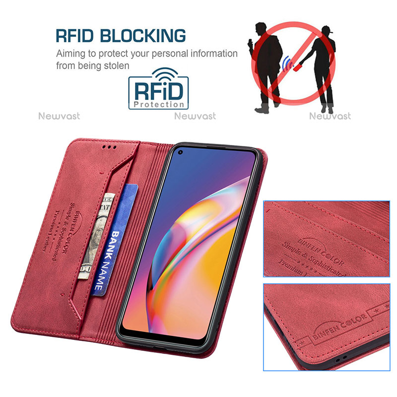 Leather Case Stands Flip Cover Holder B05F for Oppo F19 Pro