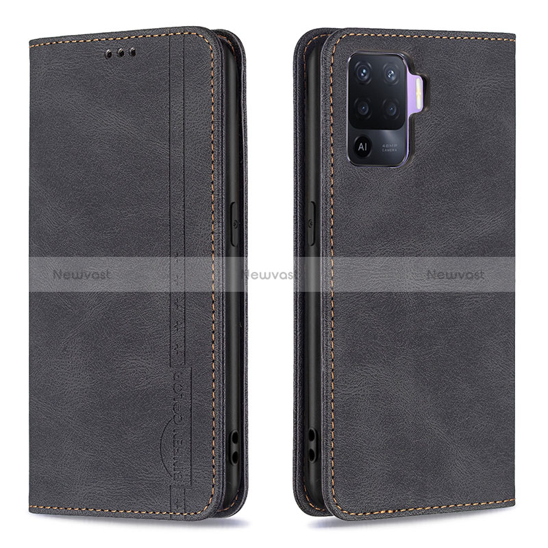 Leather Case Stands Flip Cover Holder B05F for Oppo Reno5 Lite