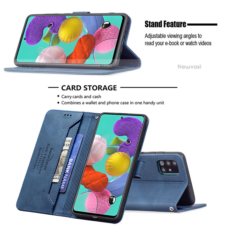 Leather Case Stands Flip Cover Holder B05F for Samsung Galaxy A51 4G