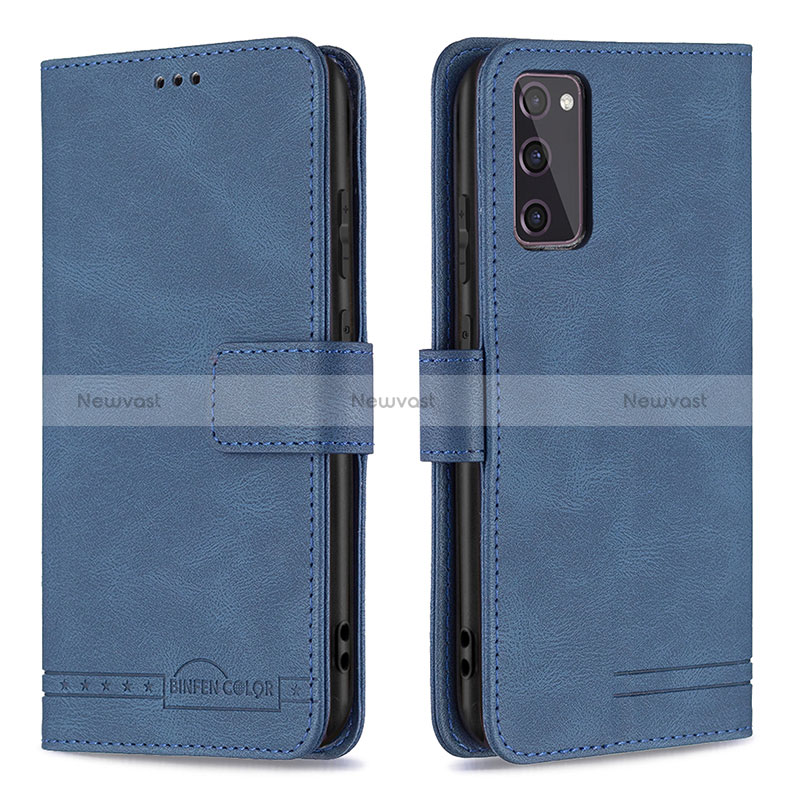 Leather Case Stands Flip Cover Holder B05F for Samsung Galaxy S20 FE (2022) 5G Blue