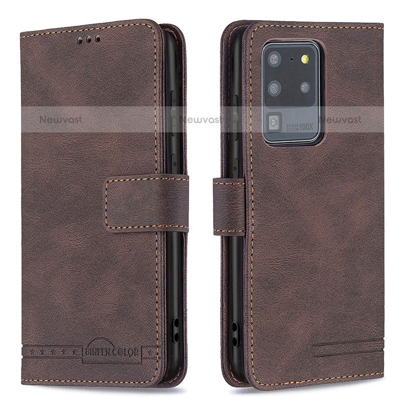 Leather Case Stands Flip Cover Holder B05F for Samsung Galaxy S20 Ultra