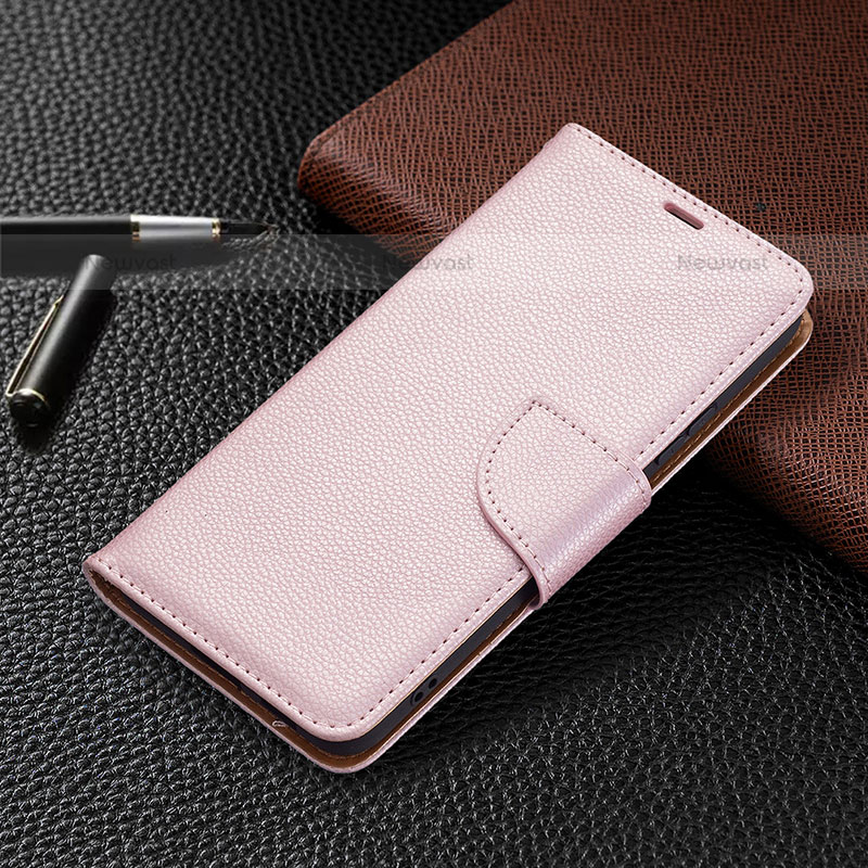 Leather Case Stands Flip Cover Holder B05F for Samsung Galaxy S21 5G Pink