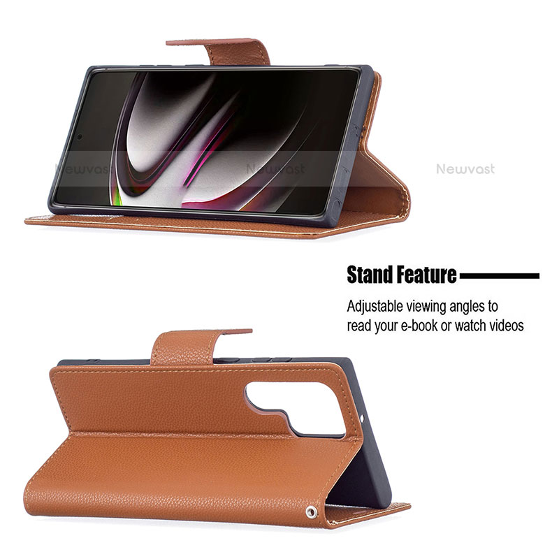 Leather Case Stands Flip Cover Holder B05F for Samsung Galaxy S21 Ultra 5G