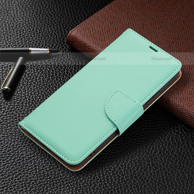 Leather Case Stands Flip Cover Holder B05F for Samsung Galaxy S22 5G Matcha Green