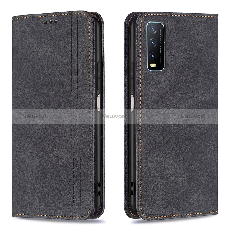 Leather Case Stands Flip Cover Holder B05F for Vivo Y30 Black