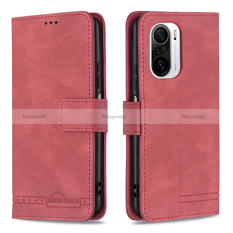 Leather Case Stands Flip Cover Holder B05F for Xiaomi Mi 11X Pro 5G Red