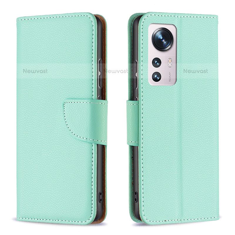 Leather Case Stands Flip Cover Holder B05F for Xiaomi Mi 12S Pro 5G Matcha Green