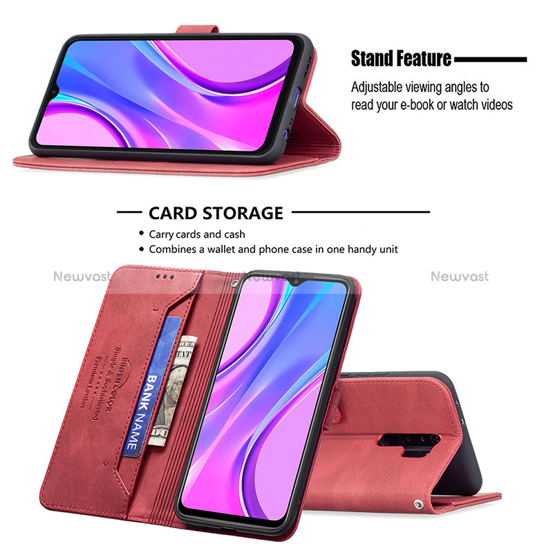 Leather Case Stands Flip Cover Holder B05F for Xiaomi Redmi 9 Prime India