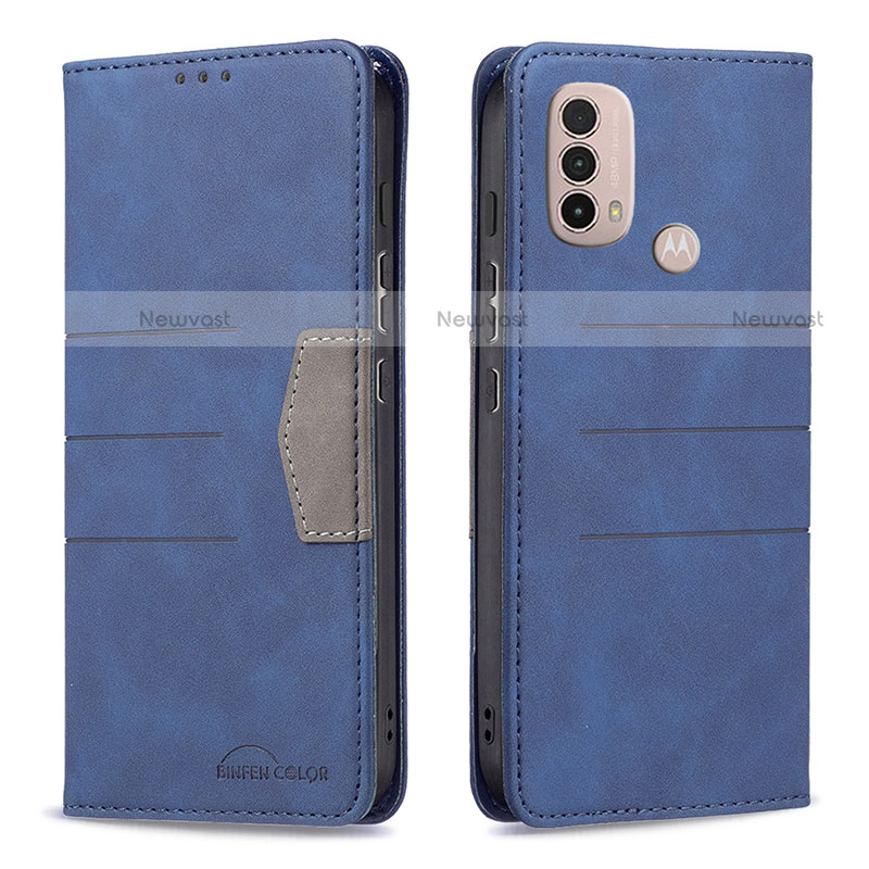 Leather Case Stands Flip Cover Holder B06F for Motorola Moto E40 Blue