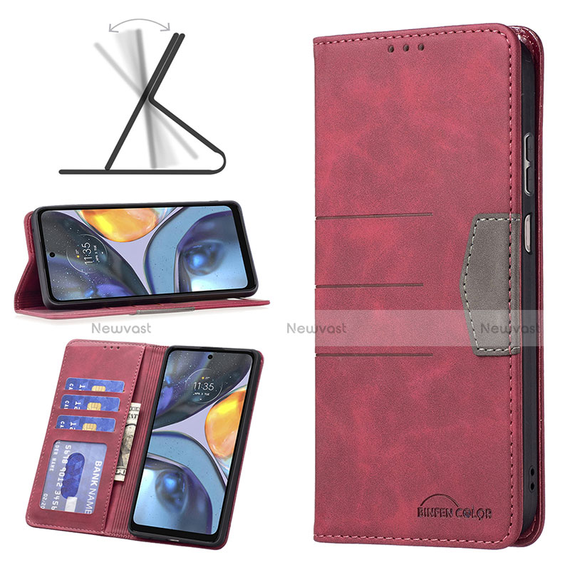 Leather Case Stands Flip Cover Holder B06F for Motorola Moto G22