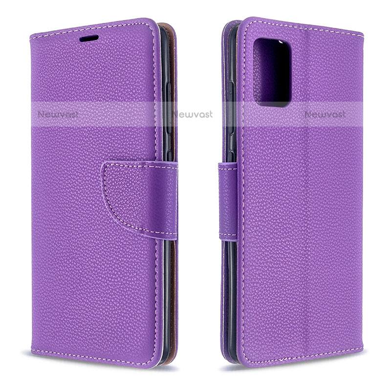 Leather Case Stands Flip Cover Holder B06F for Samsung Galaxy A51 4G Purple