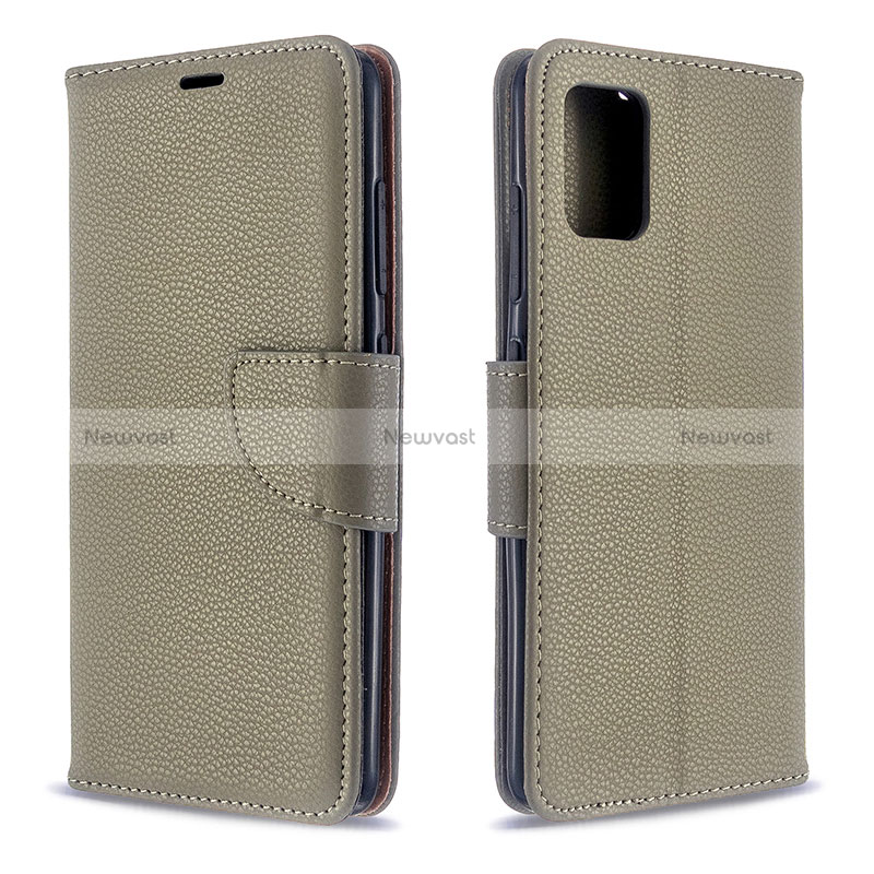 Leather Case Stands Flip Cover Holder B06F for Samsung Galaxy A51 5G Gray