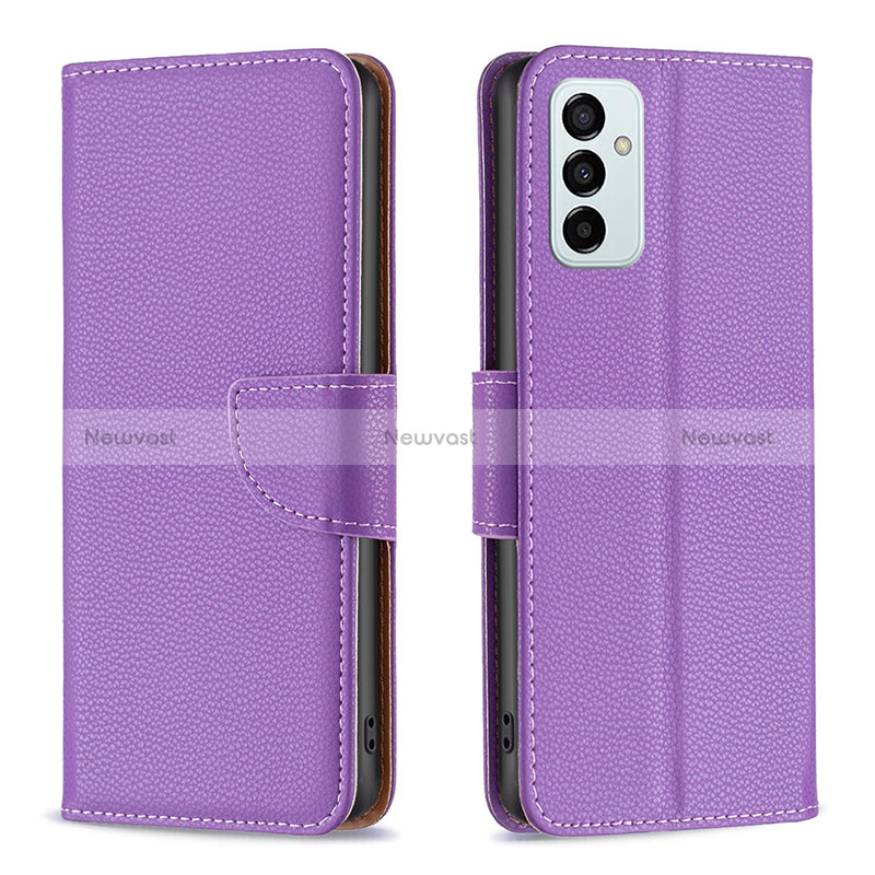 Leather Case Stands Flip Cover Holder B06F for Samsung Galaxy M23 5G Purple