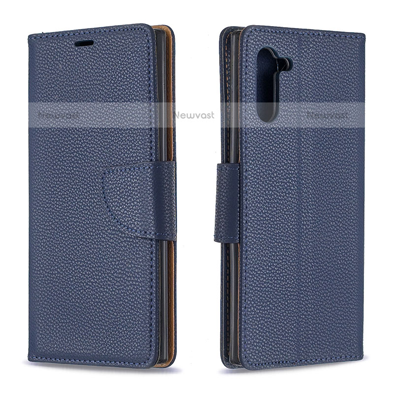 Leather Case Stands Flip Cover Holder B06F for Samsung Galaxy Note 10 5G Blue