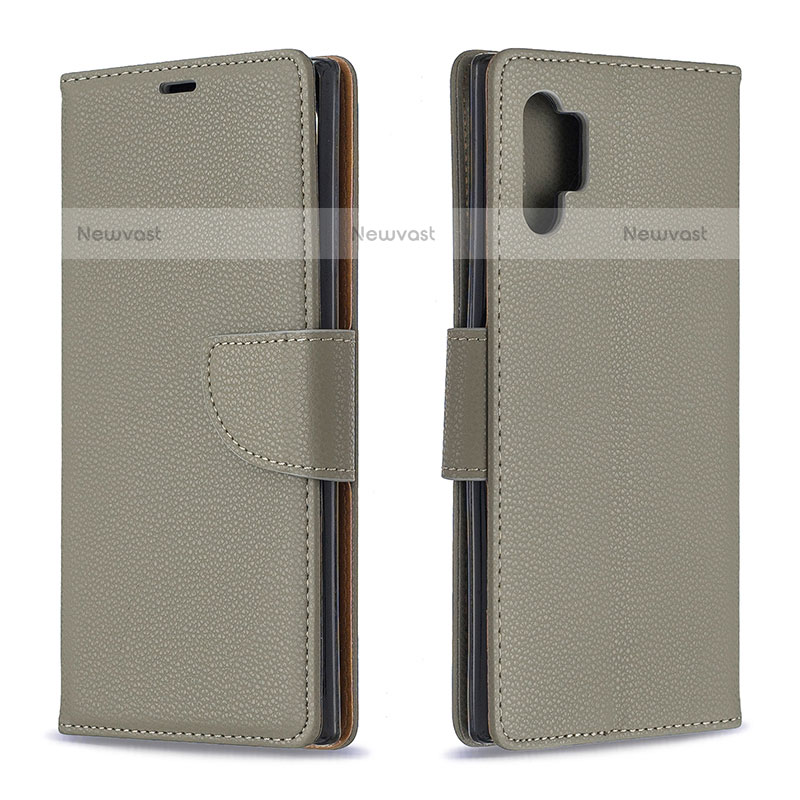 Leather Case Stands Flip Cover Holder B06F for Samsung Galaxy Note 10 Plus 5G Gray