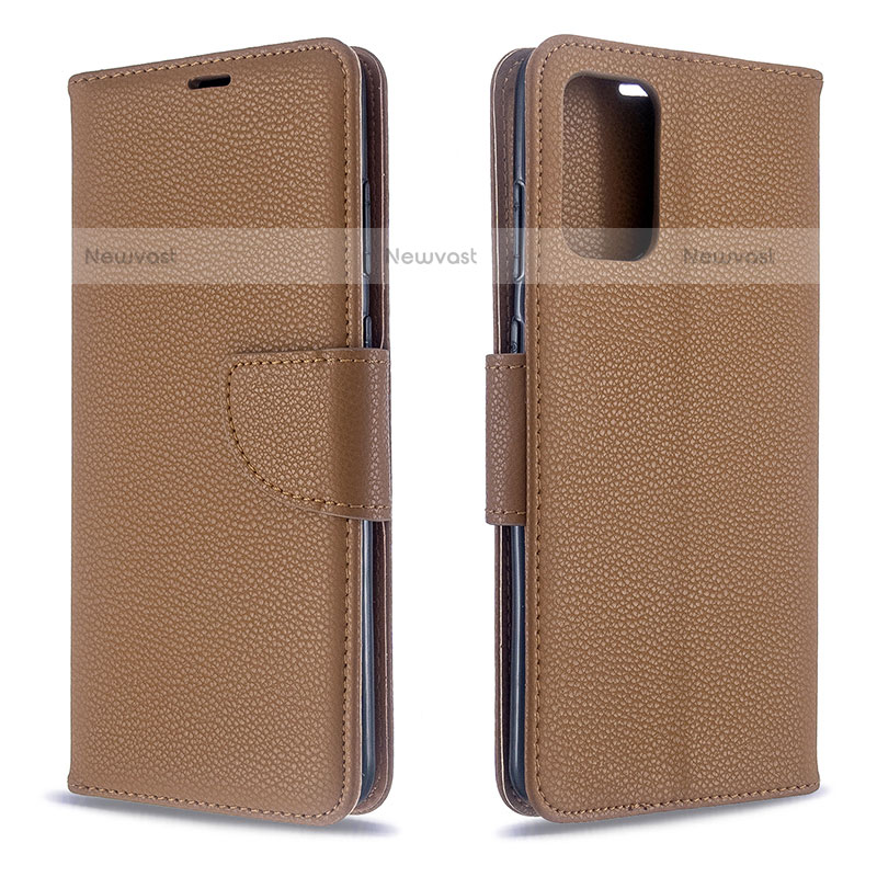 Leather Case Stands Flip Cover Holder B06F for Samsung Galaxy S20 5G Brown