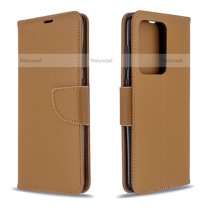 Leather Case Stands Flip Cover Holder B06F for Samsung Galaxy S20 Plus 5G Brown