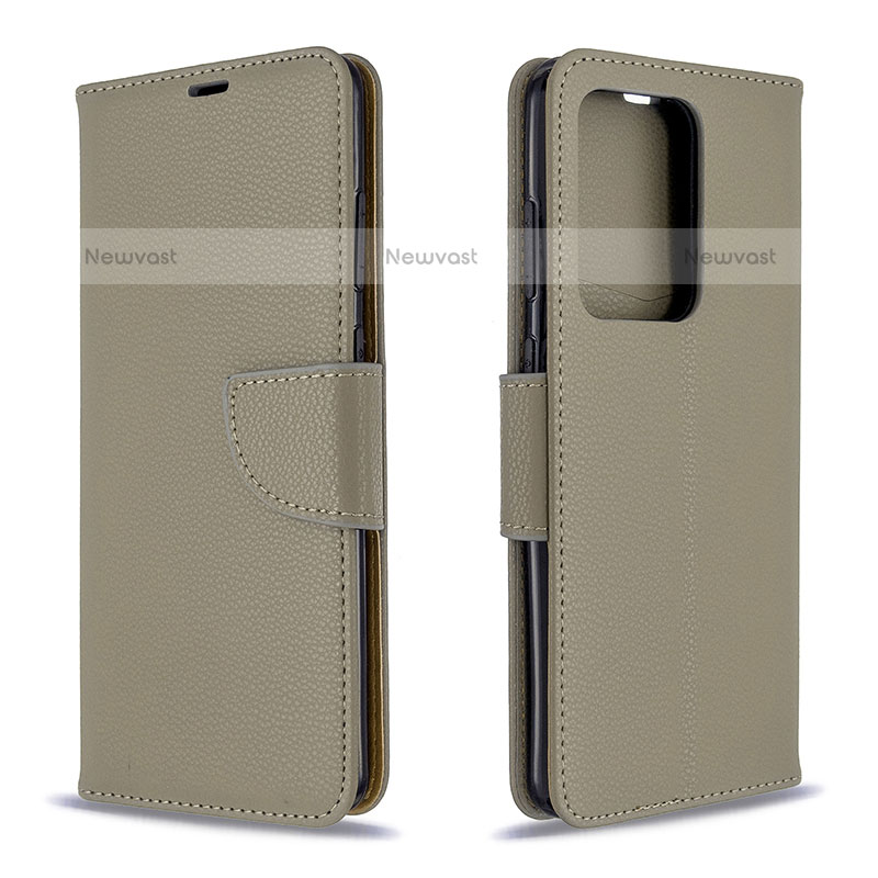 Leather Case Stands Flip Cover Holder B06F for Samsung Galaxy S20 Plus 5G Gray