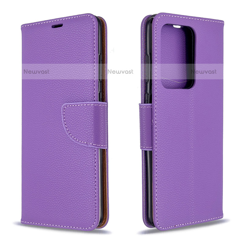 Leather Case Stands Flip Cover Holder B06F for Samsung Galaxy S20 Plus 5G Purple