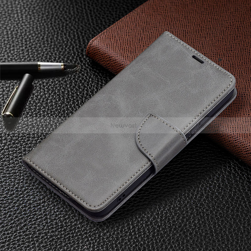 Leather Case Stands Flip Cover Holder B06F for Samsung Galaxy S22 Plus 5G Gray