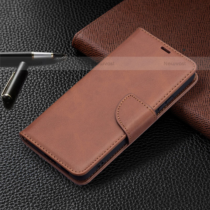 Leather Case Stands Flip Cover Holder B06F for Samsung Galaxy S23 Plus 5G Brown
