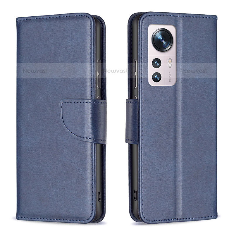 Leather Case Stands Flip Cover Holder B06F for Xiaomi Mi 12S 5G Blue