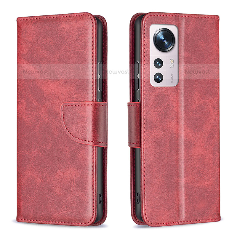Leather Case Stands Flip Cover Holder B06F for Xiaomi Mi 12S 5G Red