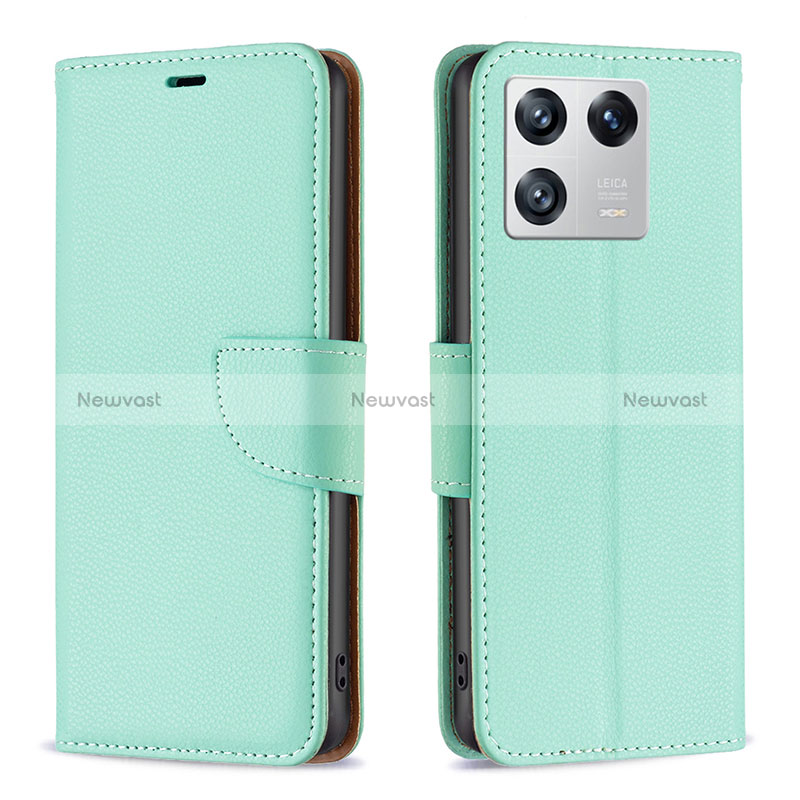 Leather Case Stands Flip Cover Holder B06F for Xiaomi Mi 13 5G Green