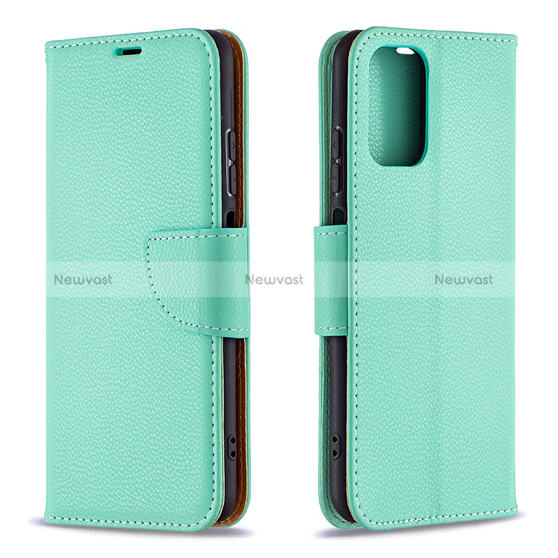 Leather Case Stands Flip Cover Holder B06F for Xiaomi Poco M5S Green