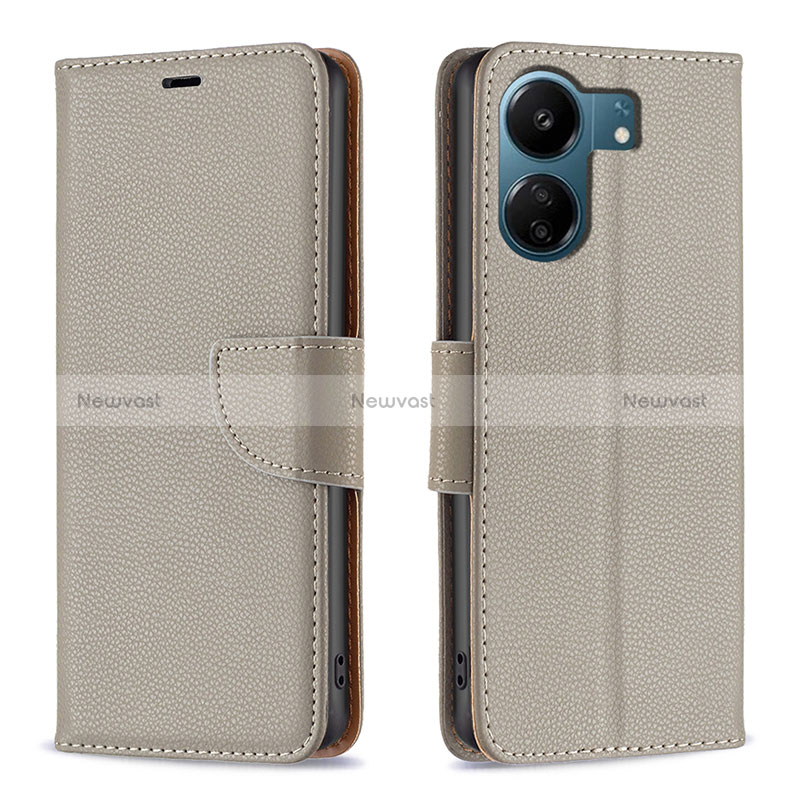Leather Case Stands Flip Cover Holder B06F for Xiaomi Redmi 13C