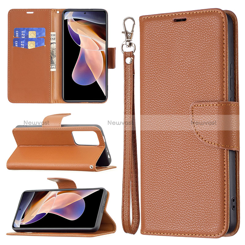 Leather Case Stands Flip Cover Holder B06F for Xiaomi Redmi Note 11 Pro+ Plus 5G