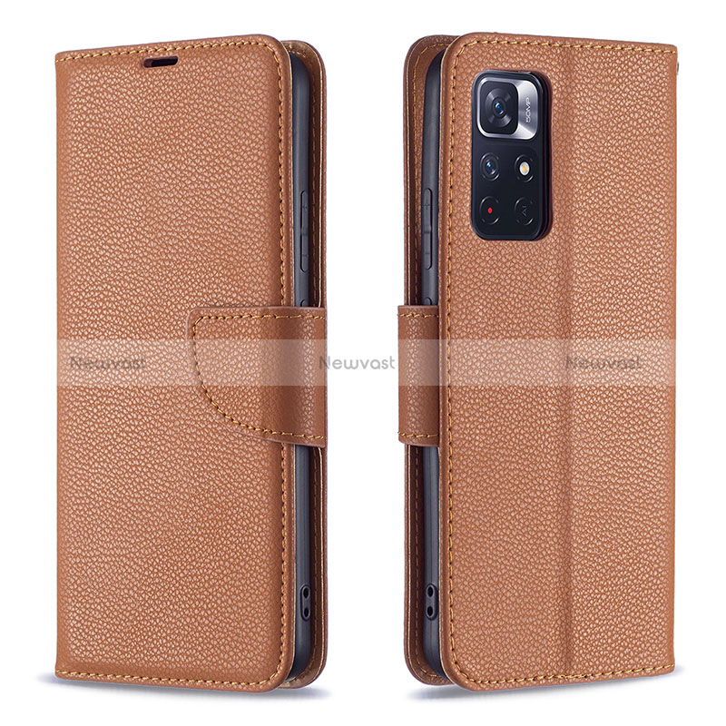 Leather Case Stands Flip Cover Holder B06F for Xiaomi Redmi Note 11S 5G