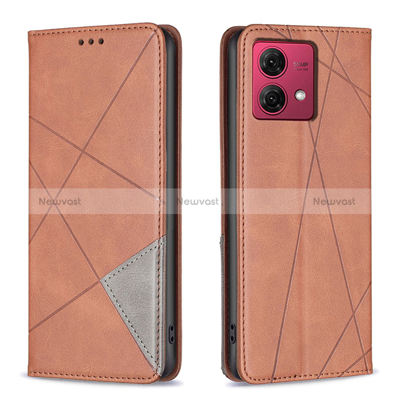 Leather Case Stands Flip Cover Holder B07F for Motorola Moto G84 5G Red