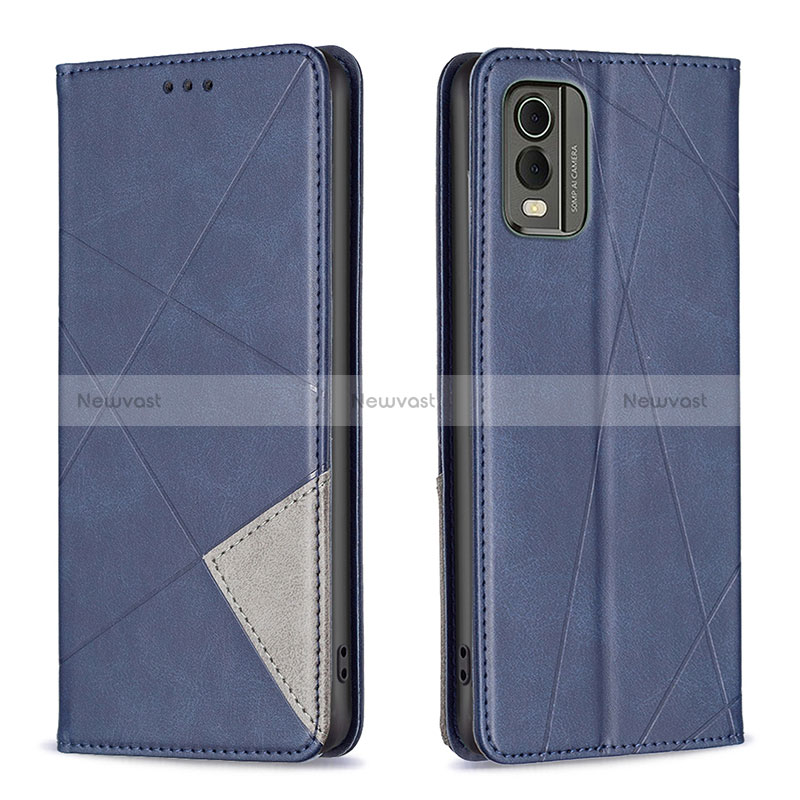 Leather Case Stands Flip Cover Holder B07F for Nokia C210 Blue
