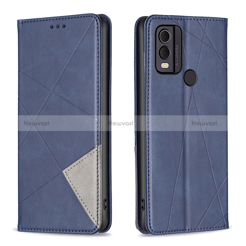 Leather Case Stands Flip Cover Holder B07F for Nokia C22 Blue