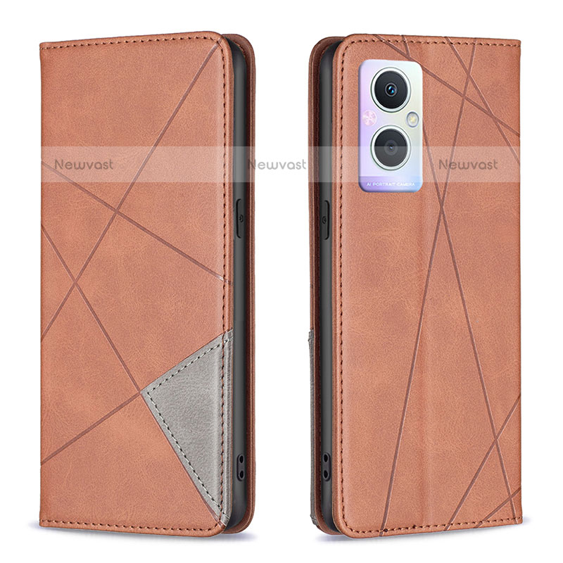 Leather Case Stands Flip Cover Holder B07F for OnePlus Nord N20 5G Brown