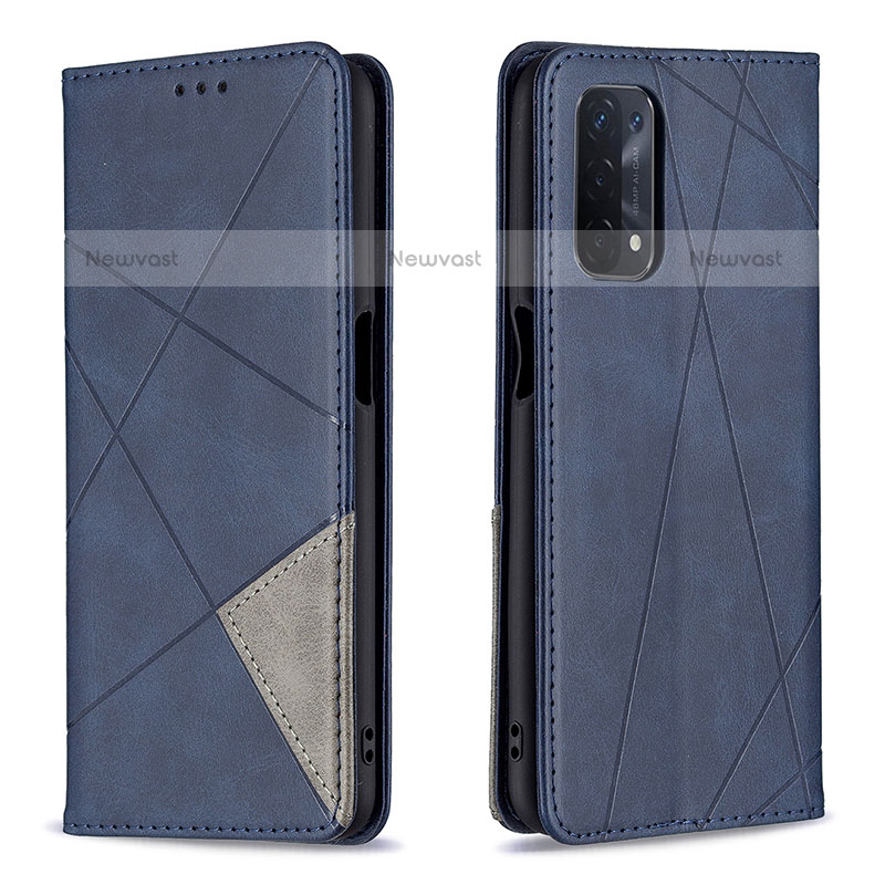 Leather Case Stands Flip Cover Holder B07F for OnePlus Nord N200 5G Blue