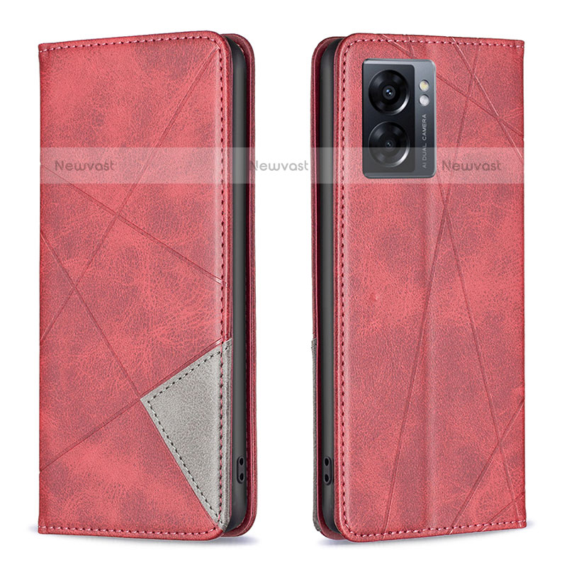 Leather Case Stands Flip Cover Holder B07F for OnePlus Nord N300 5G Red