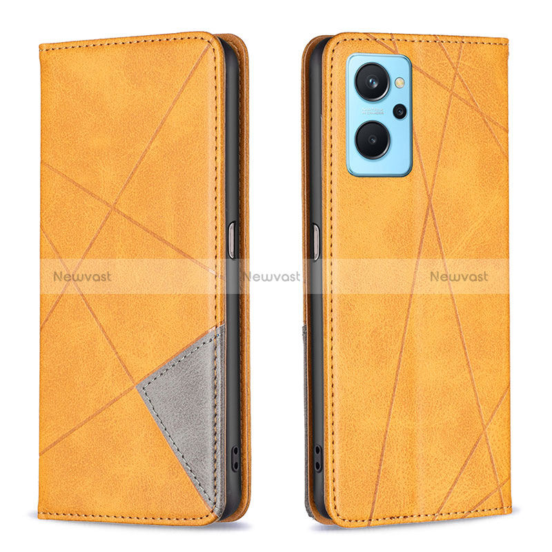 Leather Case Stands Flip Cover Holder B07F for Oppo A96 4G Light Brown