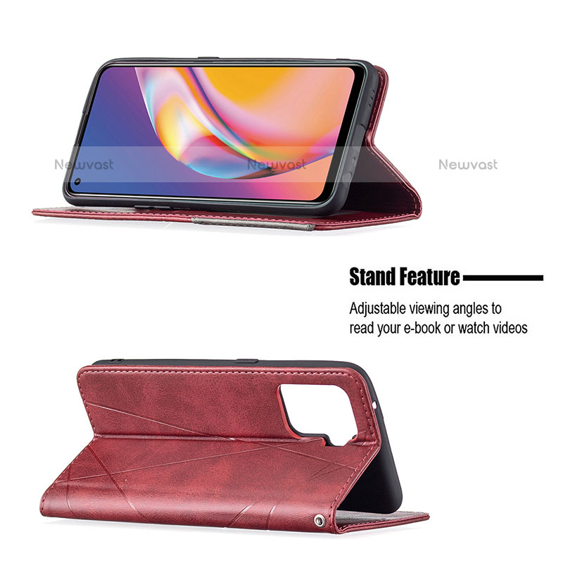 Leather Case Stands Flip Cover Holder B07F for Oppo F19 Pro