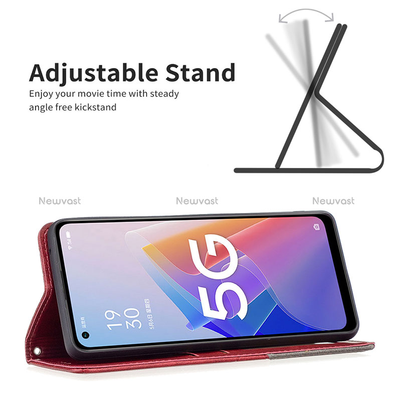 Leather Case Stands Flip Cover Holder B07F for Oppo Reno7 Lite 5G