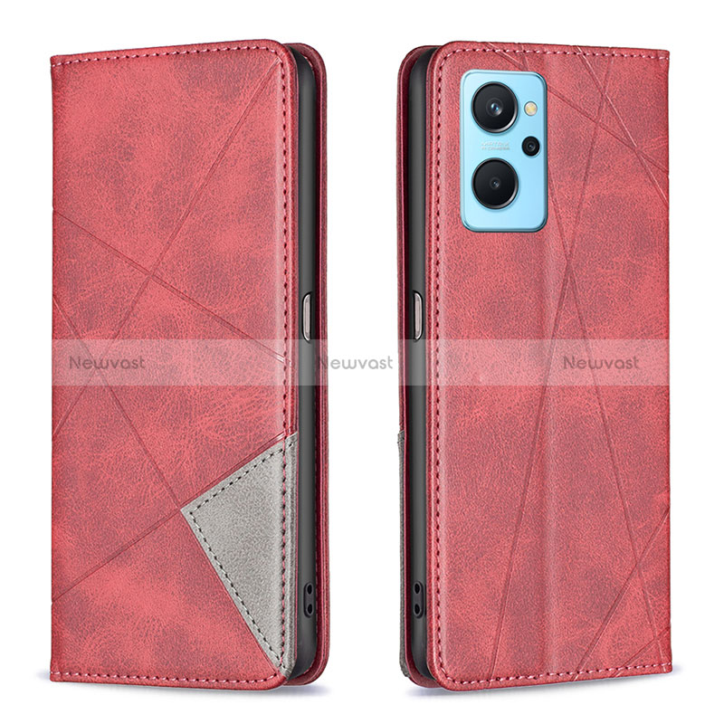 Leather Case Stands Flip Cover Holder B07F for Realme 9i 4G Red